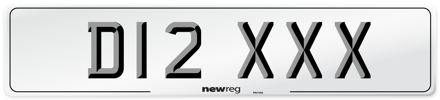 D12 XXX Number Plate from New Reg